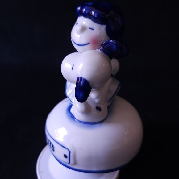 Vintage Rare Snoopy and Lucy Peanuts Ceramic Music Box Figurine Japan Works - Picture 4 of 8